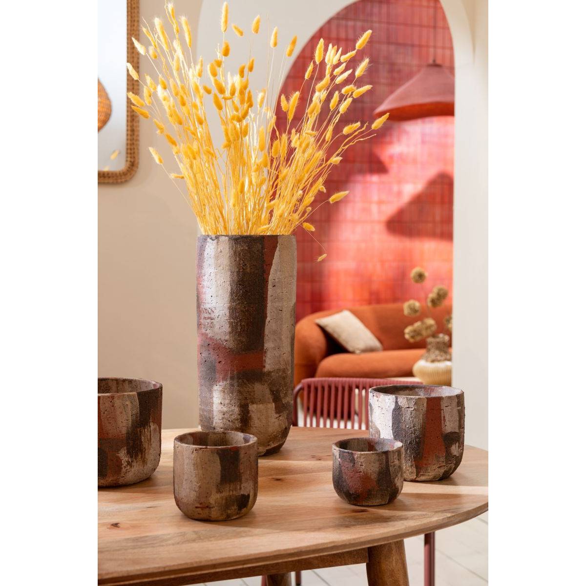 J-Line - Vase Déco en Terre Cuite "Miltos" 50cm Multicolore - Image 5
