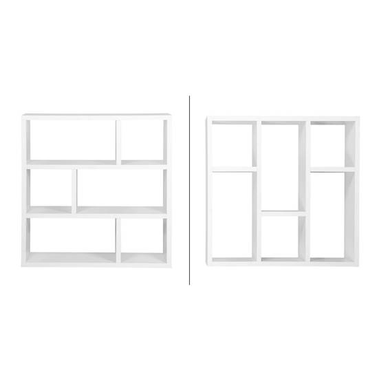 sweeek - Etagère bibliothèque asymétrique 3 niveaux 6 compartiments. casiers. effet bois blanc. L 111.2 x P 39 x H 115.2cm | sweeek - Image 5