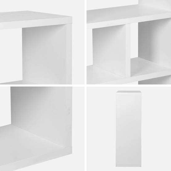 sweeek - Etagère bibliothèque asymétrique 3 niveaux 6 compartiments. casiers. effet bois blanc. L 111.2 x P 39 x H 115.2cm | sweeek - Image 6
