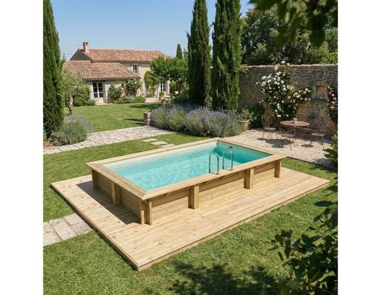 Altanka - Piscine hors sol en bois AQUA 4.65 x 2.85 - H.1.24 m, sable, cadre en métal - sans dalle - BAS7306OSPU3 - ALTANKA - Image 3