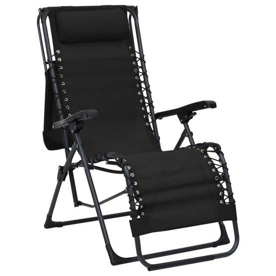 Helloshop26 - Lot de deux chaises pliables de terrasse textilène noir - Imagen 5