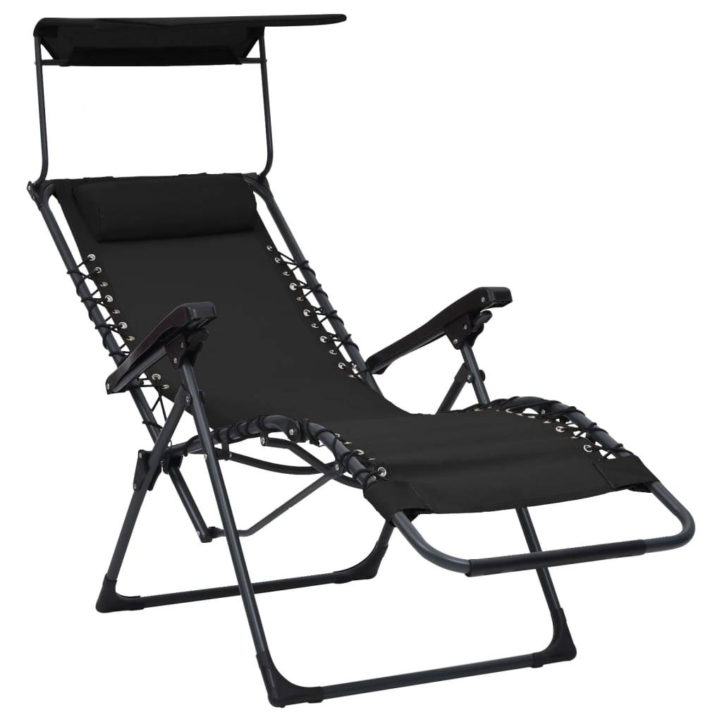 Helloshop26 - Lot de deux chaises pliables de terrasse textilène noir - Imagen 6