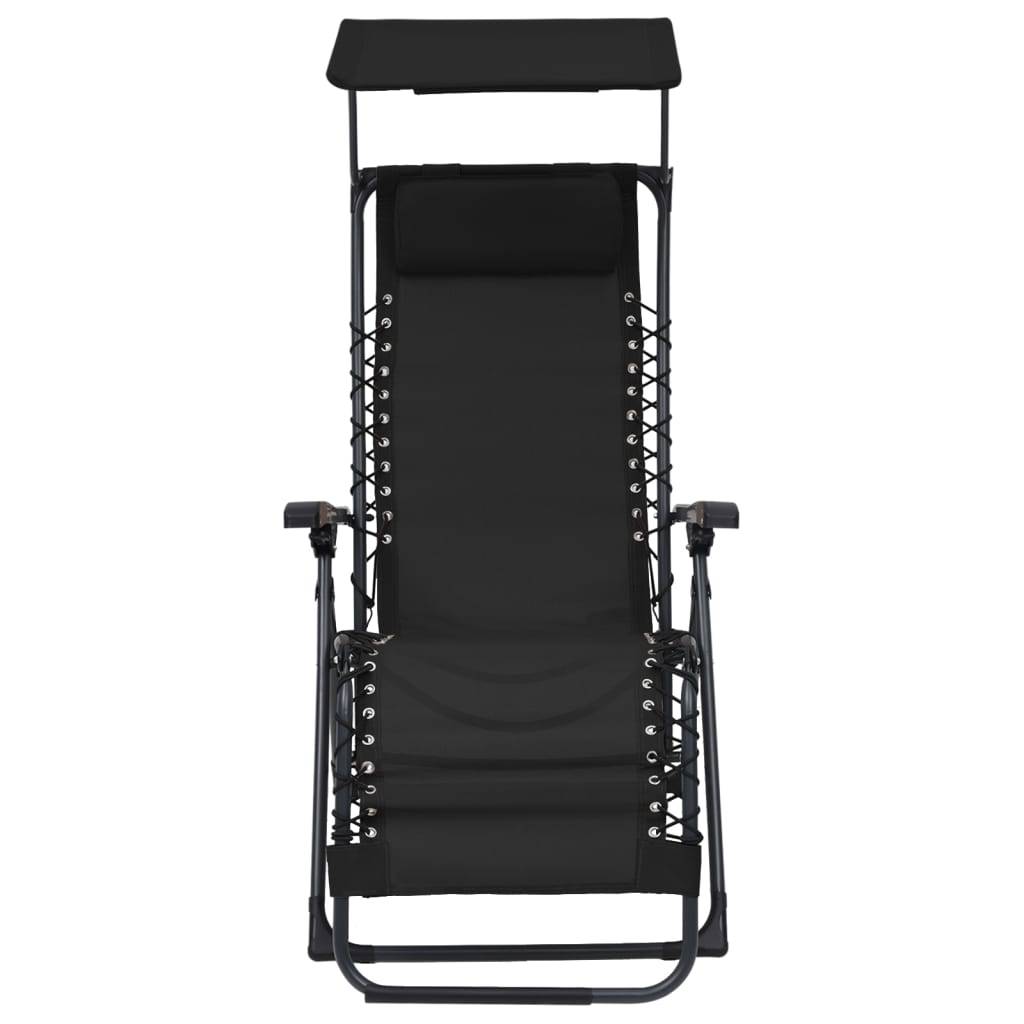 Helloshop26 - Lot de deux chaises pliables de terrasse textilène noir - Imagen 3