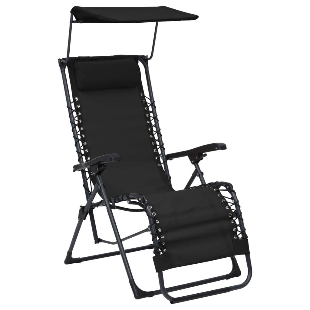 Helloshop26 - Lot de deux chaises pliables de terrasse textilène noir - Imagen 2