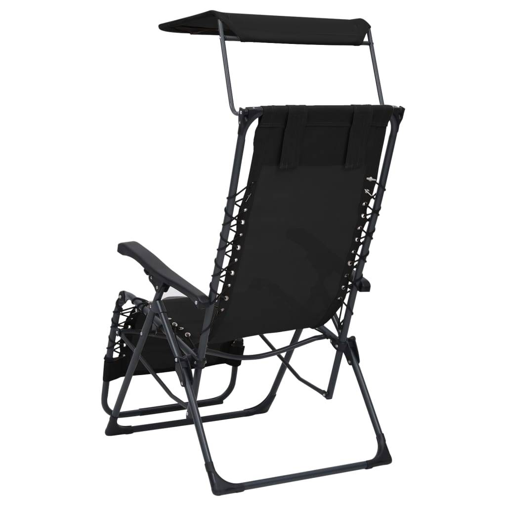 Helloshop26 - Lot de deux chaises pliables de terrasse textilène noir - Imagen 4
