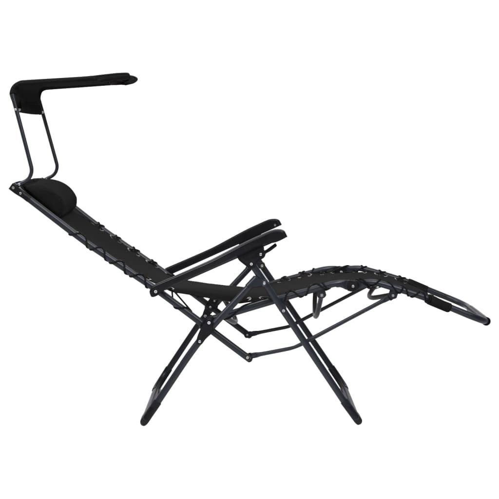 Helloshop26 - Lot de deux chaises pliables de terrasse textilène noir - Imagen 7