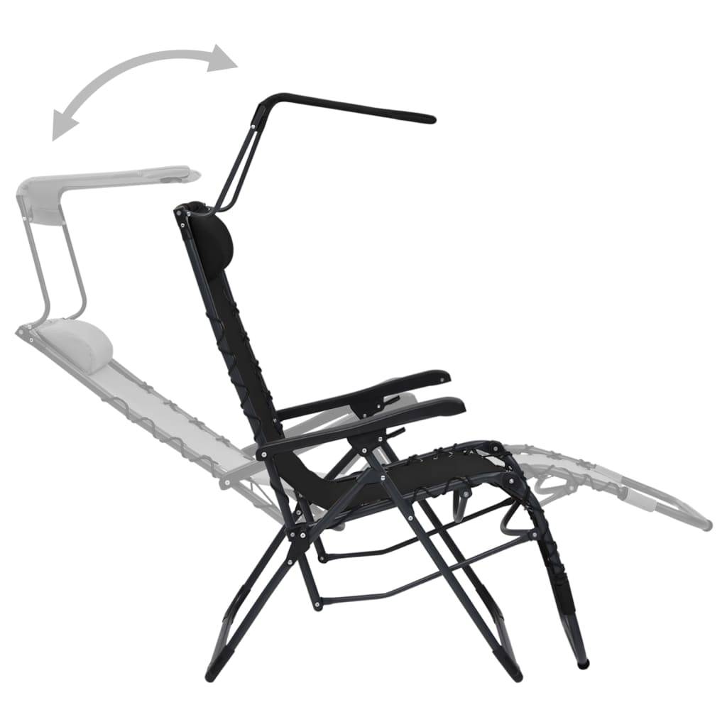 Helloshop26 - Lot de deux chaises pliables de terrasse textilène noir - Imagen 8