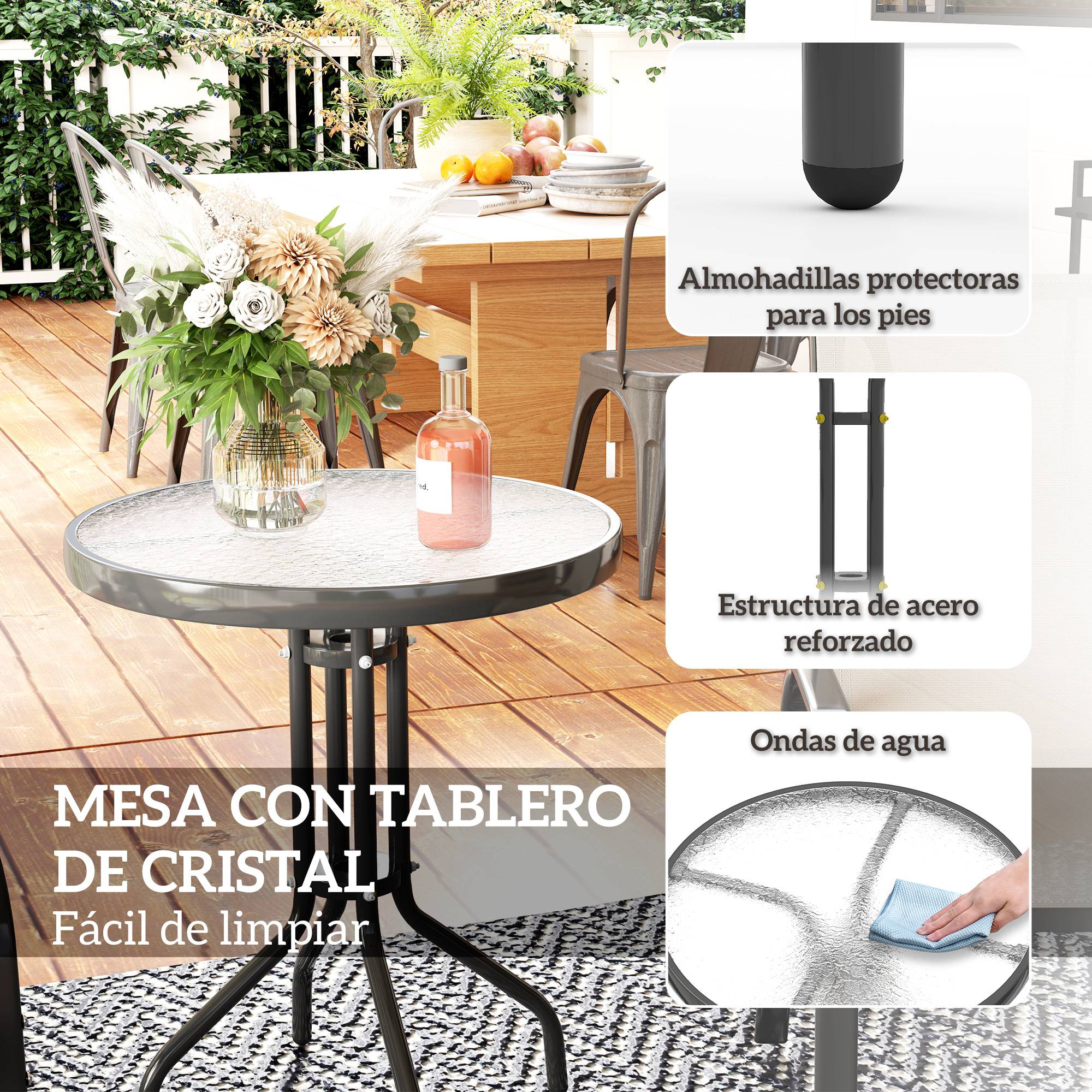 Ensemble de jardin 3 pièces acier textylène terrasse chaises empilables gris clair - ComfortXL Outdoor Living - Image 9
