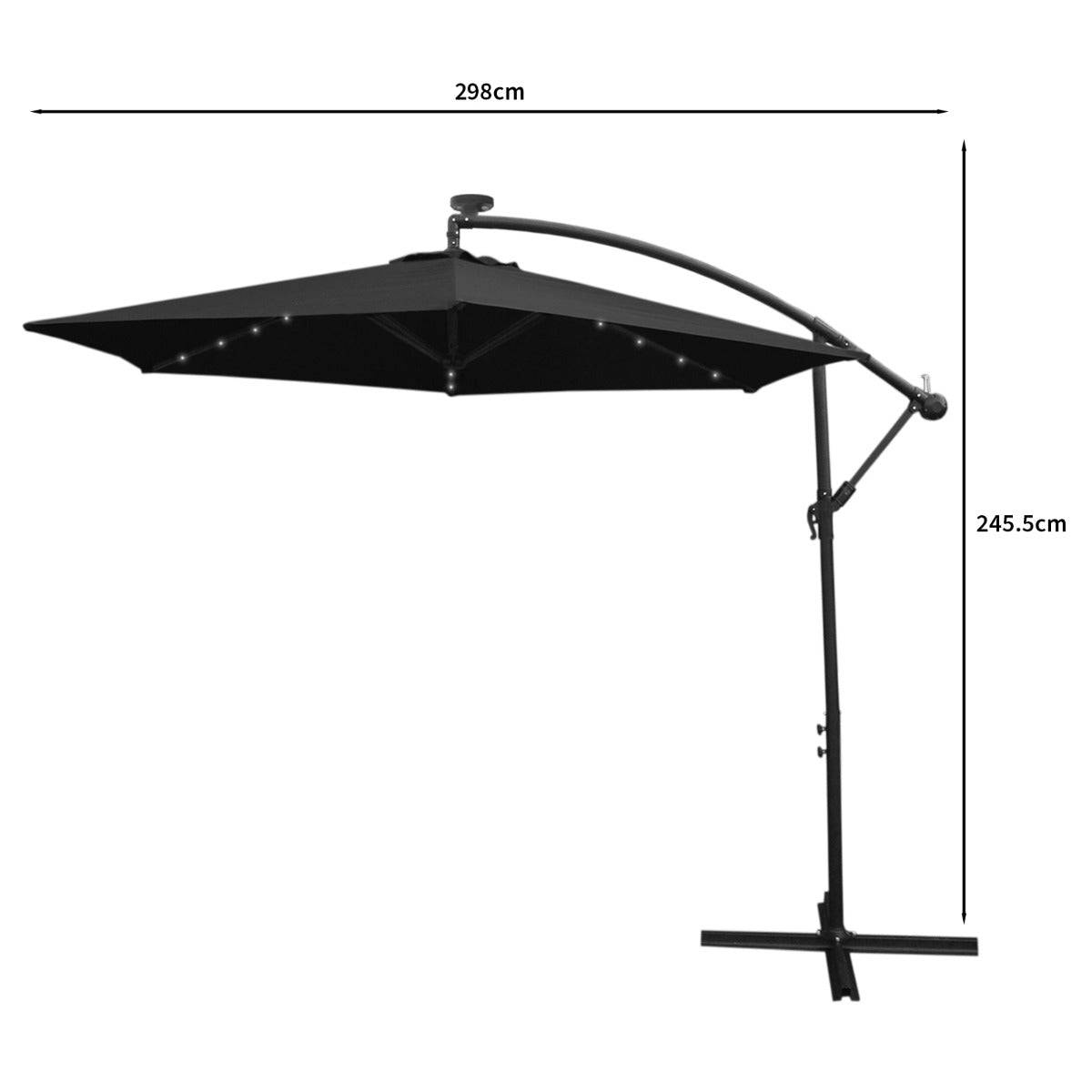 Monstershop - Parasol Noir 3m avec LED's Intégrés - Imagen 5