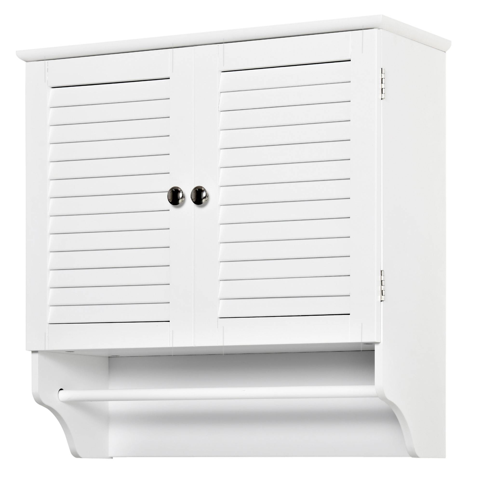 Sans Marque - Meuble salle bain mural 2 portes enroulement étagère porte-serviettes appoint suspendu cuisine 60x23x60 cm blanc - Image 2