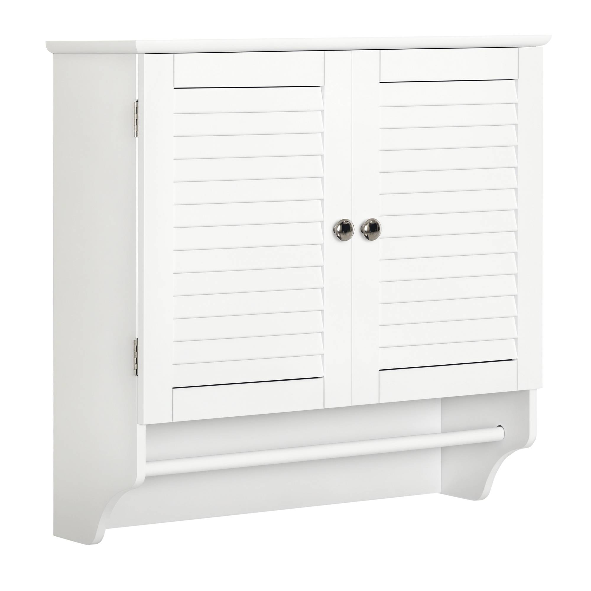 Sans Marque - Meuble salle bain mural 2 portes enroulement étagère porte-serviettes appoint suspendu cuisine 60x23x60 cm blanc - Image 1