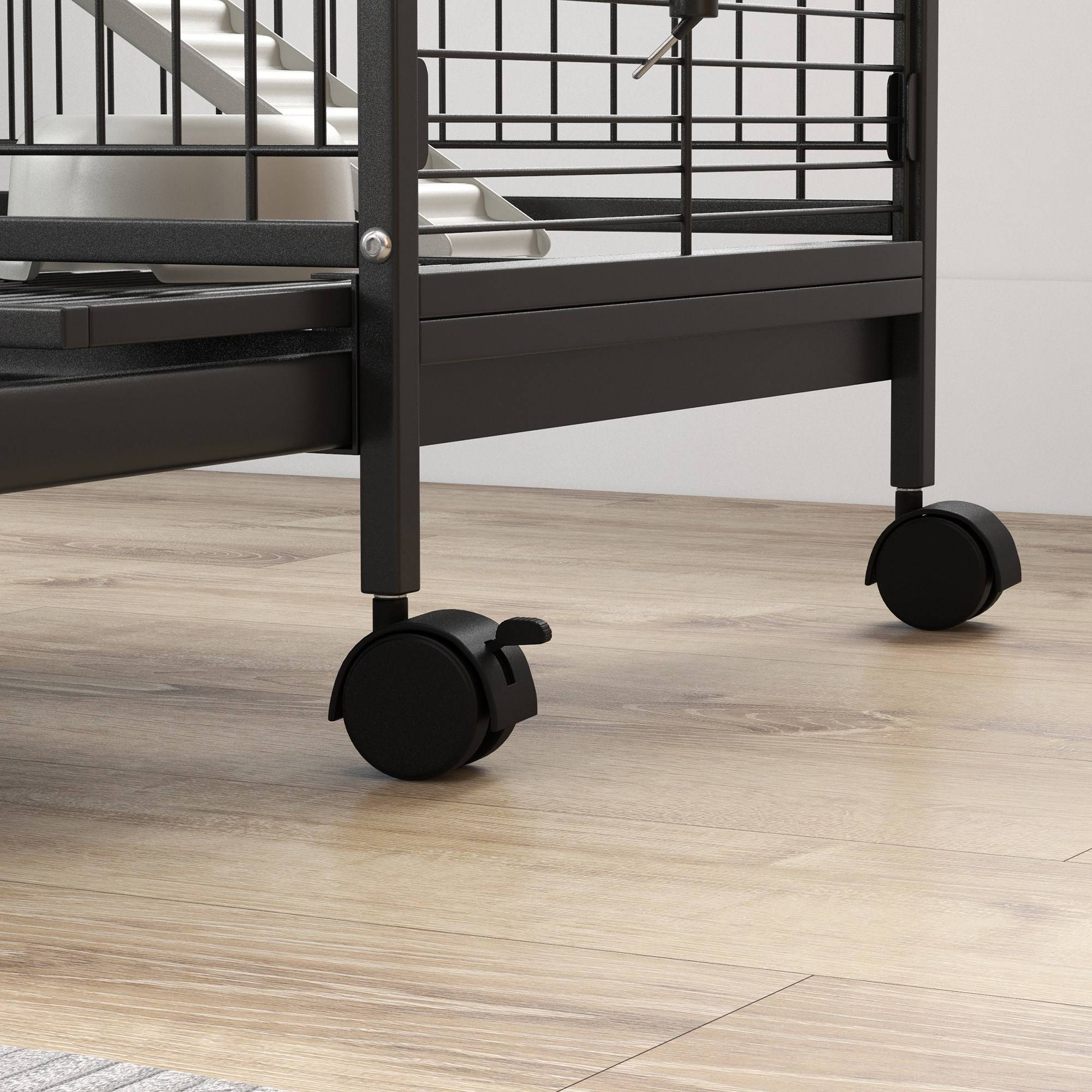 Cage Métal Multi-Niveaux Pour Furets Chinchillas Sur Roues 61x44x95cm Noir - ComfortXL Outdoor Living - Image 10