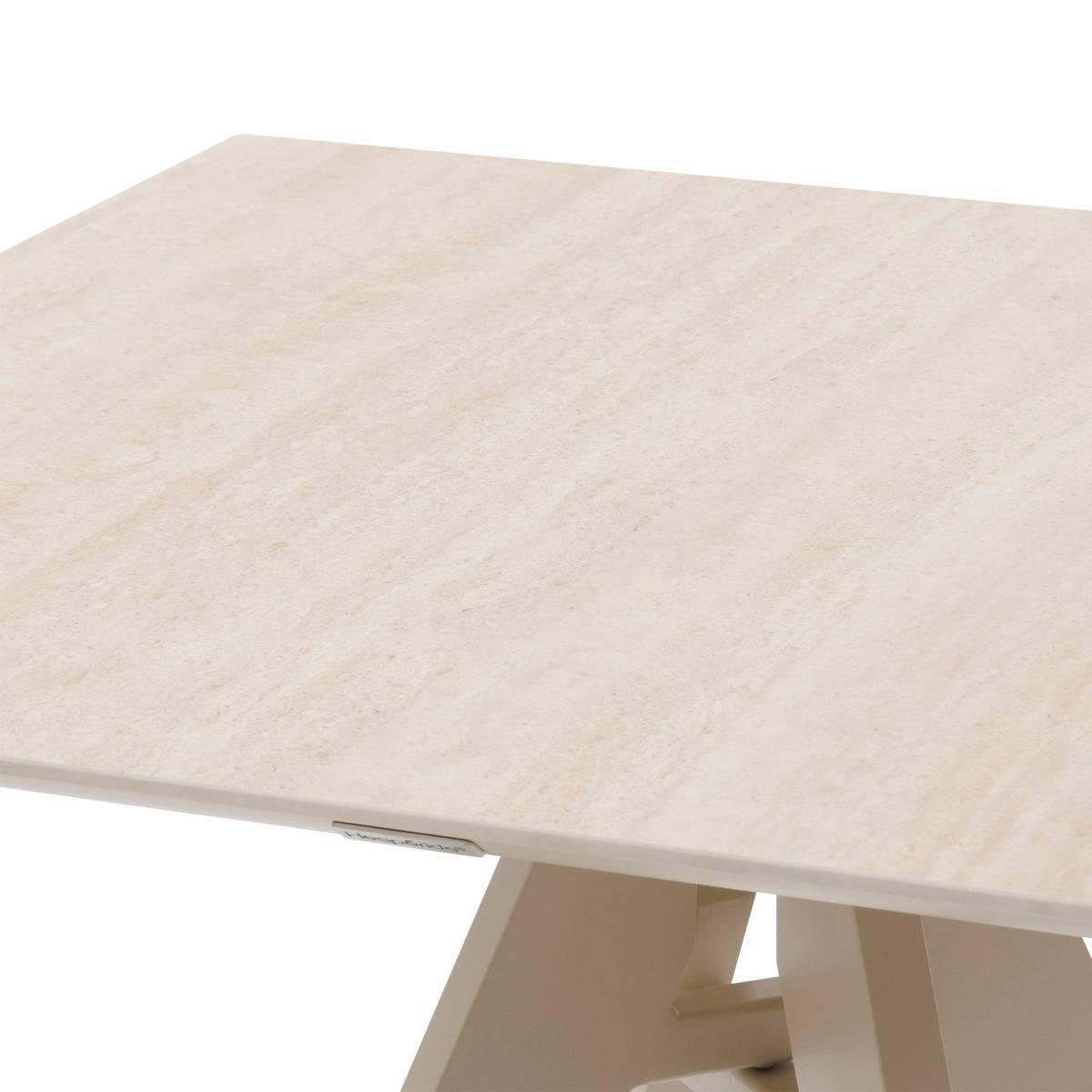 Hesperide - Table haute de jardin carrée "Terzano" vanille & argile 2 places en aluminium Hespéride - Image 3