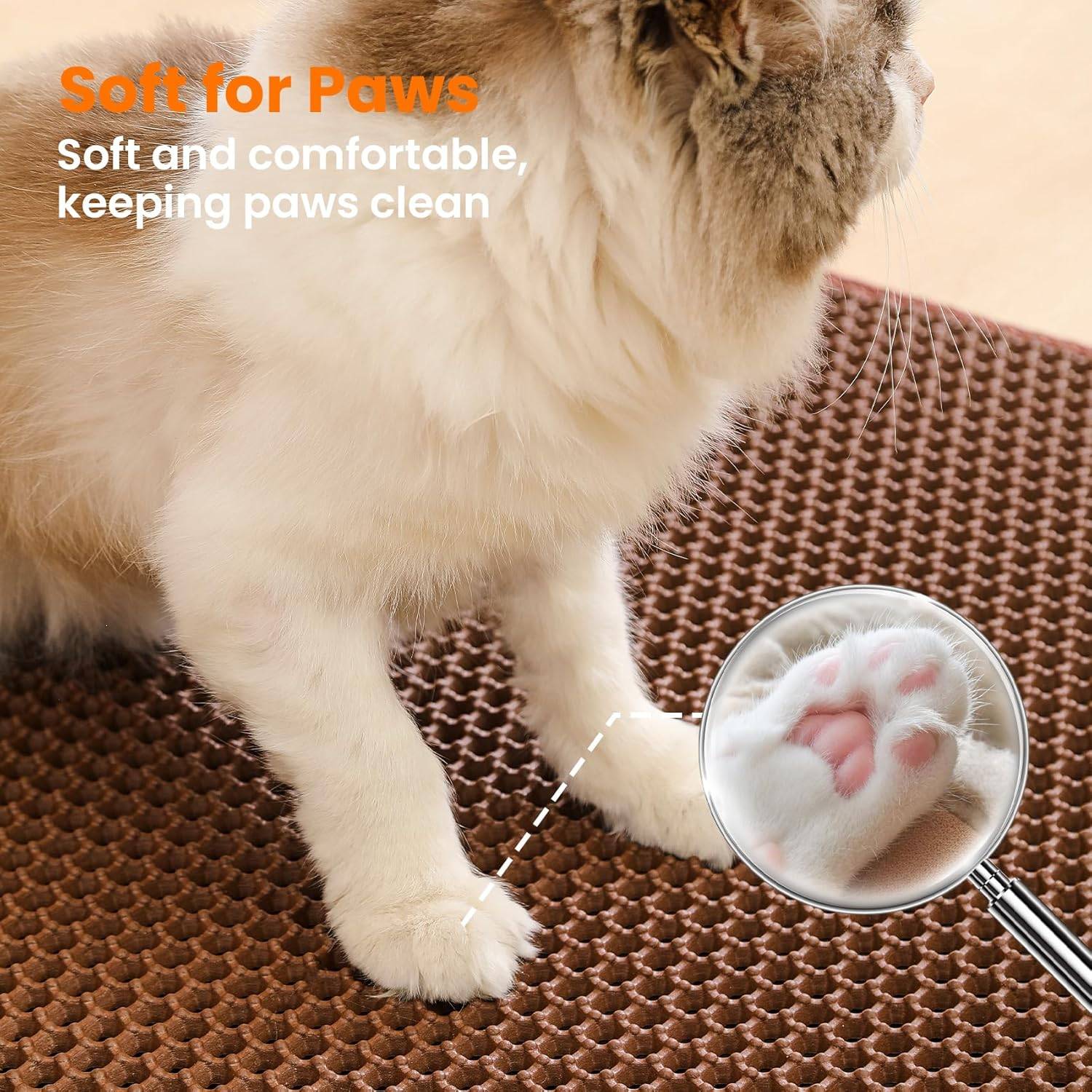 Tapis de litière pour chat, double couche, nid d'abeille, antidérapant, imperméable et anti-urine, accessoire pour chat, 40*50 cm, marron-Lytech - Image 5