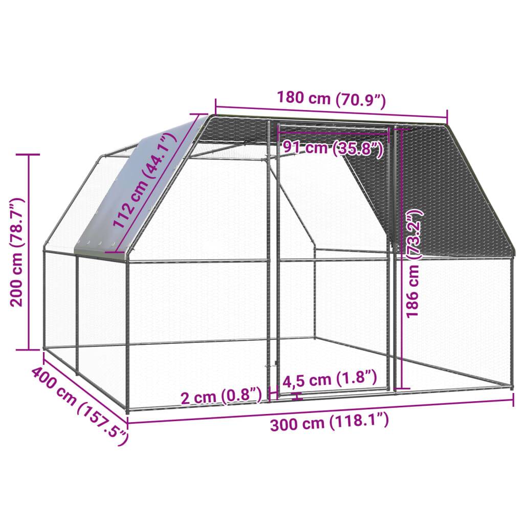 Vidaxl - Poulailler d'extérieur 3x4x2 m Acier galvanisé vidaXL 3089324 - Image 3