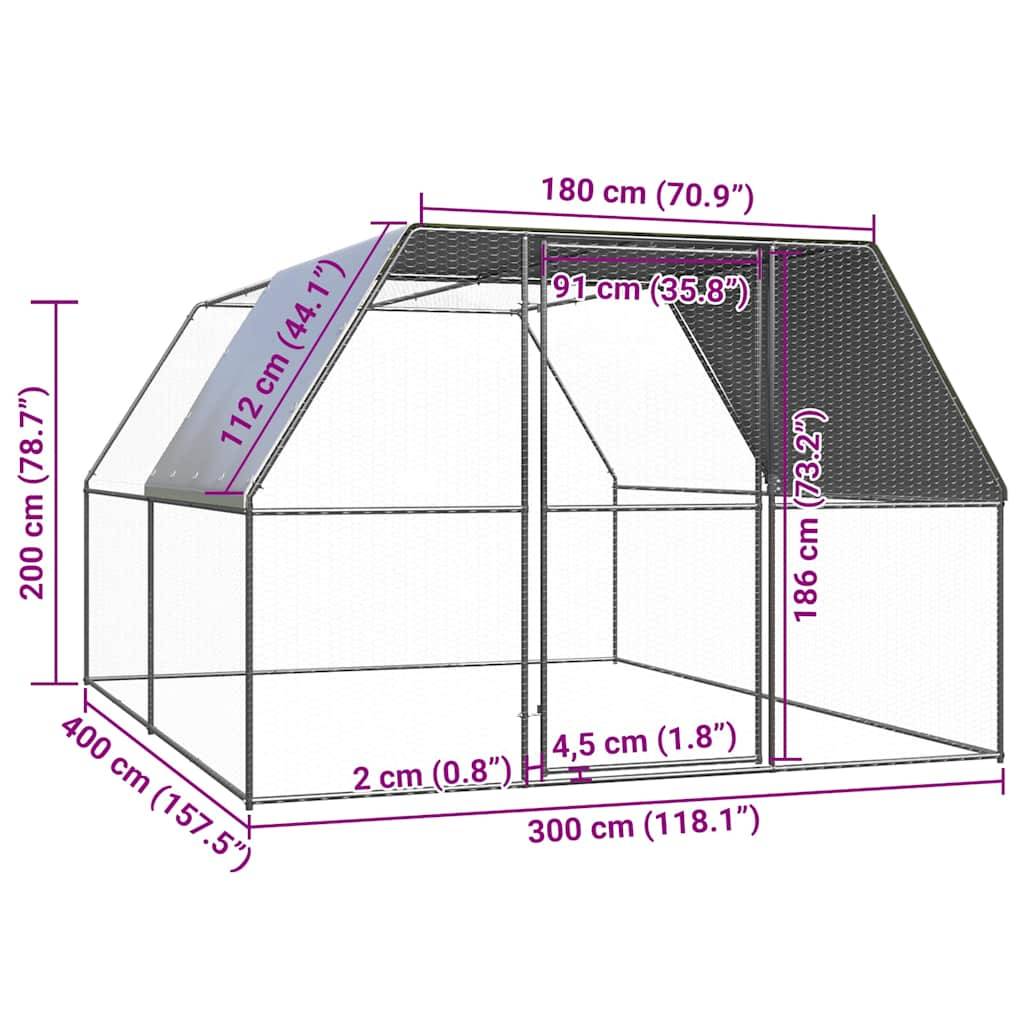 Vidaxl - Poulailler d'extérieur 3x4x2 m Acier galvanisé vidaXL 3089324 - Image 6