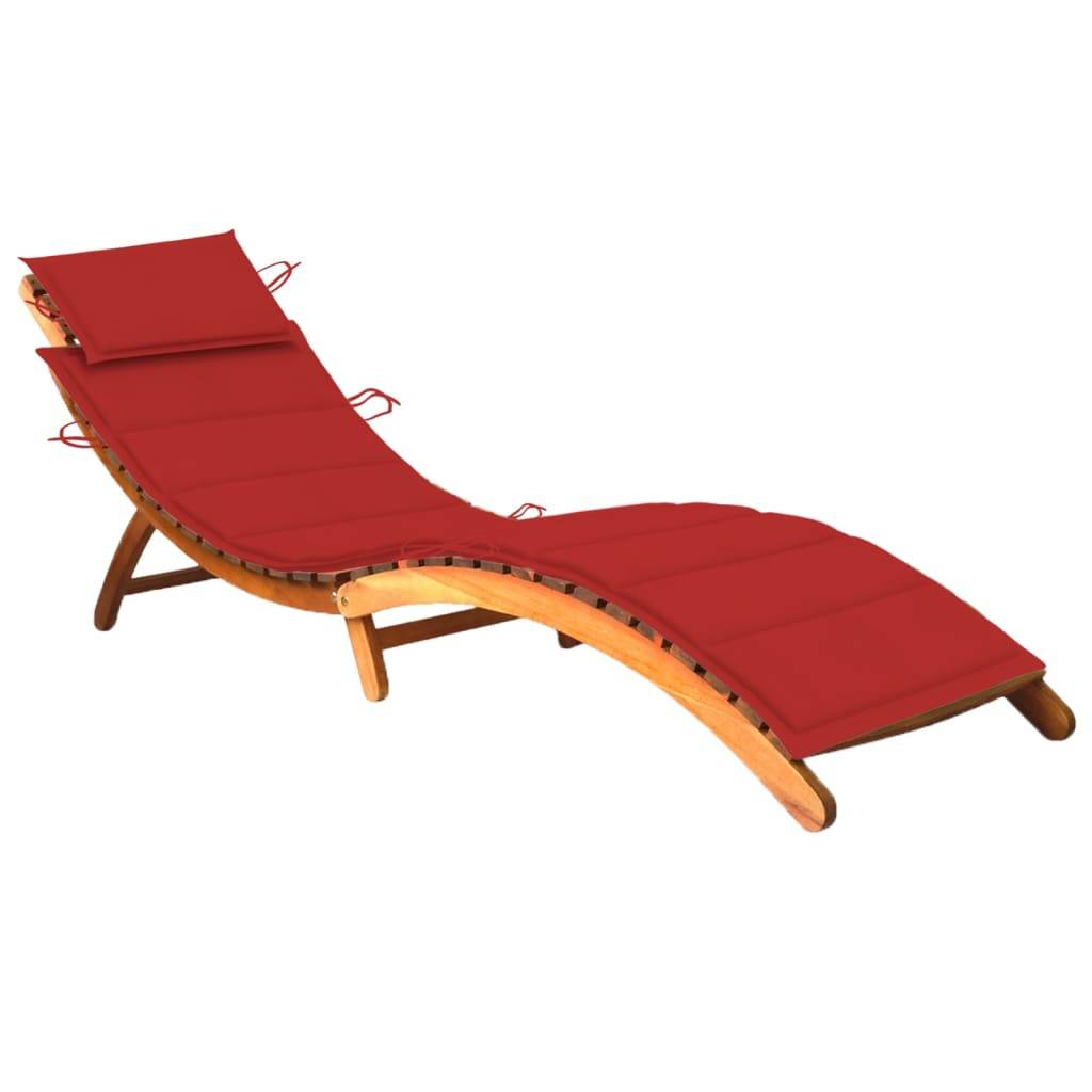 Helloshop26 - Transat chaise longue bain de soleil lit de jardin terrasse meuble d'extérieur avec coussin bois d'acacia solide - Imagen 1