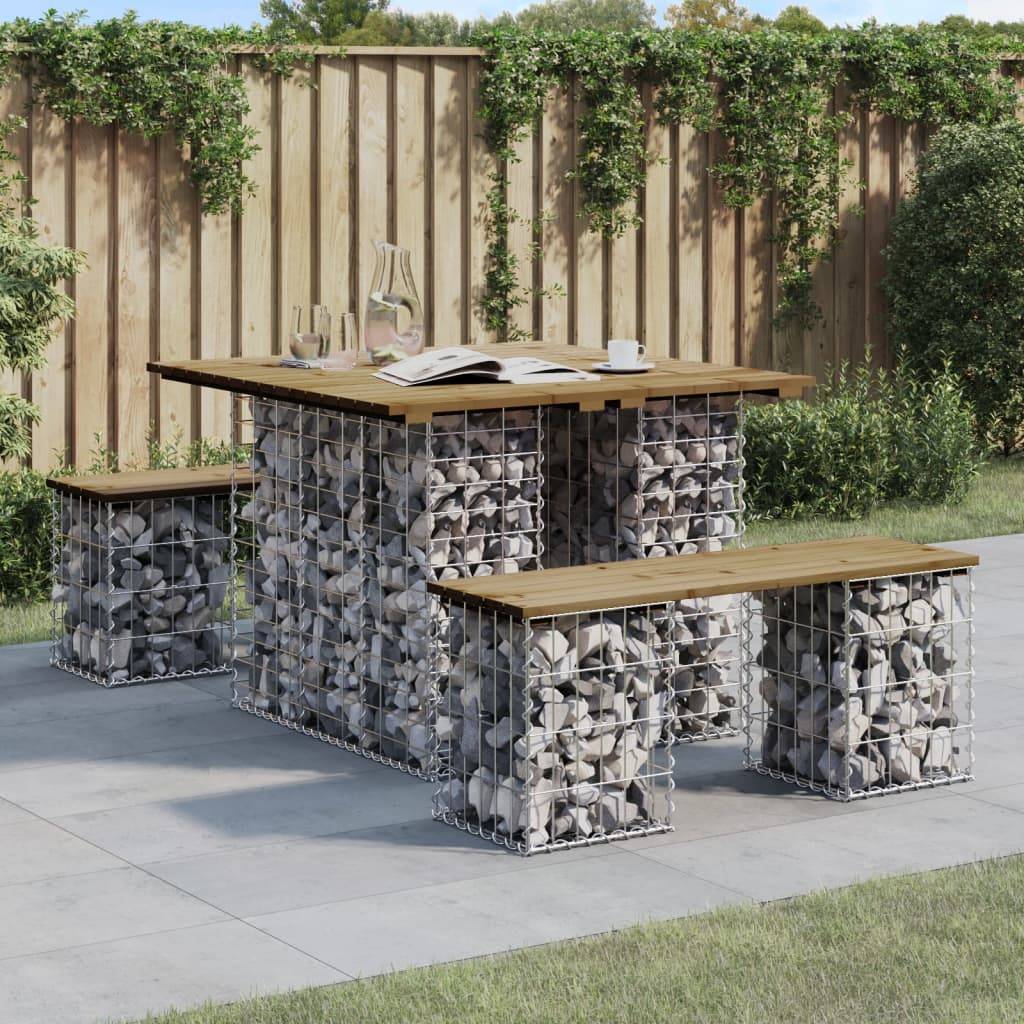 Maison Chic - Banc de jardin - Banc d'extérieur - Banquette design gabion 100x102x72 cm bois de pin imprégné-JU13959 - Imagen 2