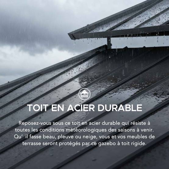 Gazebo en bois de cèdre TRIVOR - 390 cm x 450 cm, anthracite - Image 5