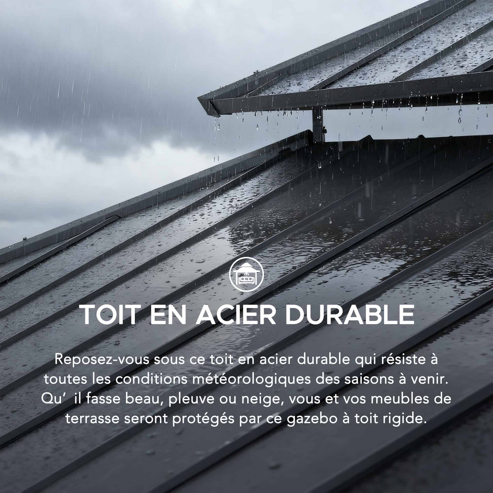 Gazebo en bois de cèdre TRIVOR - 390 cm x 450 cm, anthracite - Image 5