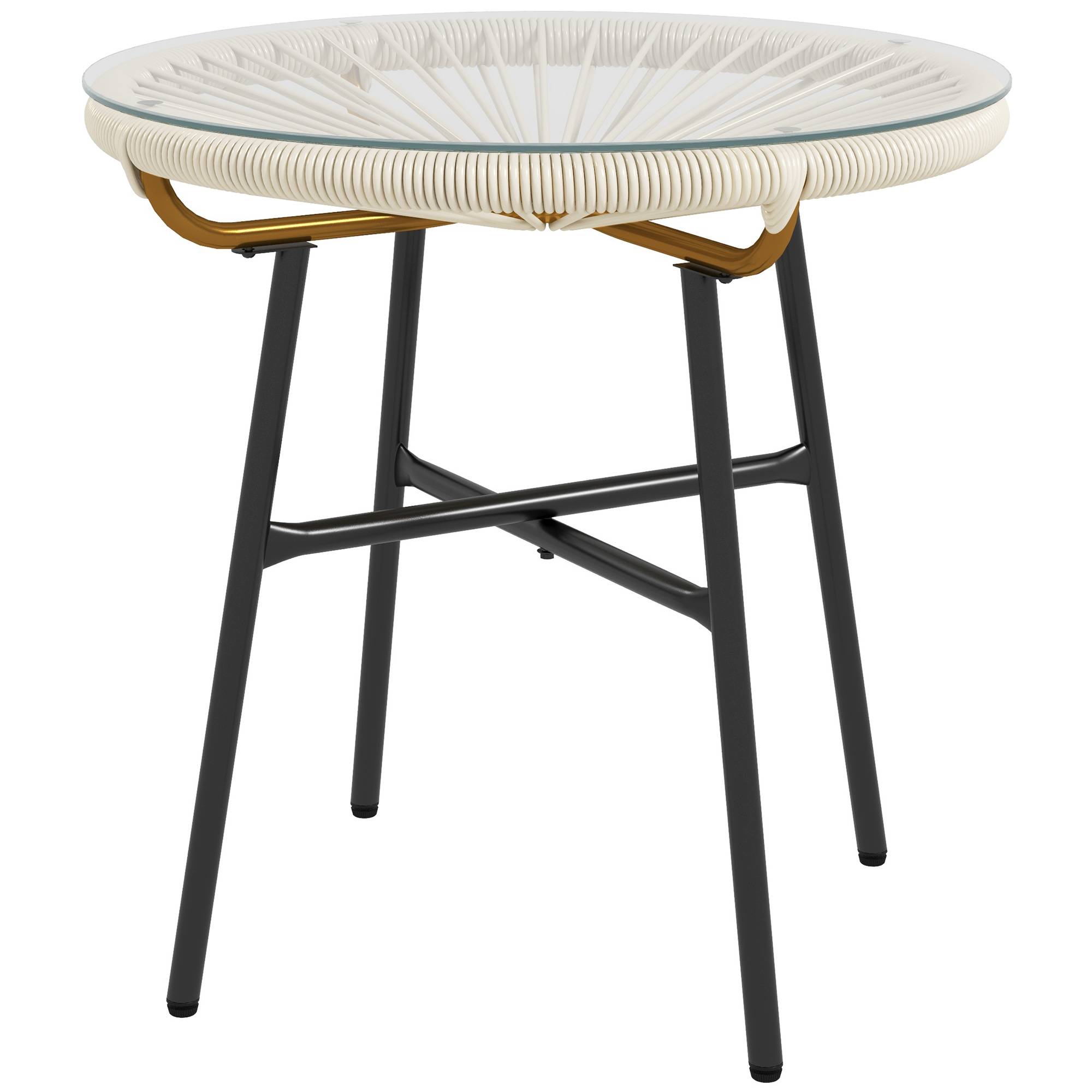 Table basse de jardin résine tressée crème 50 x 50 x 50 cm - PANGIVO - Image 2