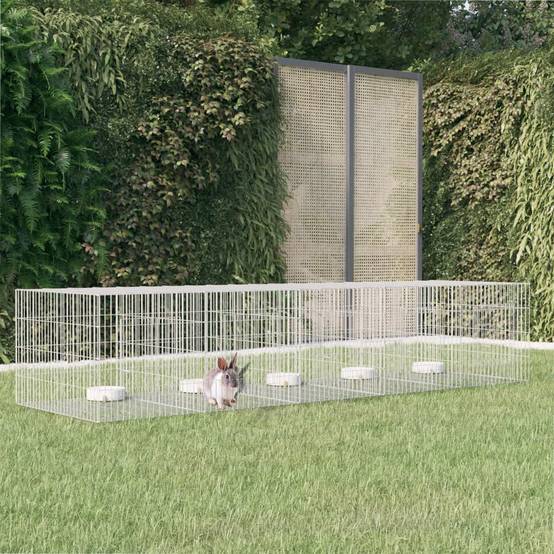 Cage à lapin - Cage extérieur/intérieur 5 panneaux 273x79x54 cm Fer galvanisé - Image 2