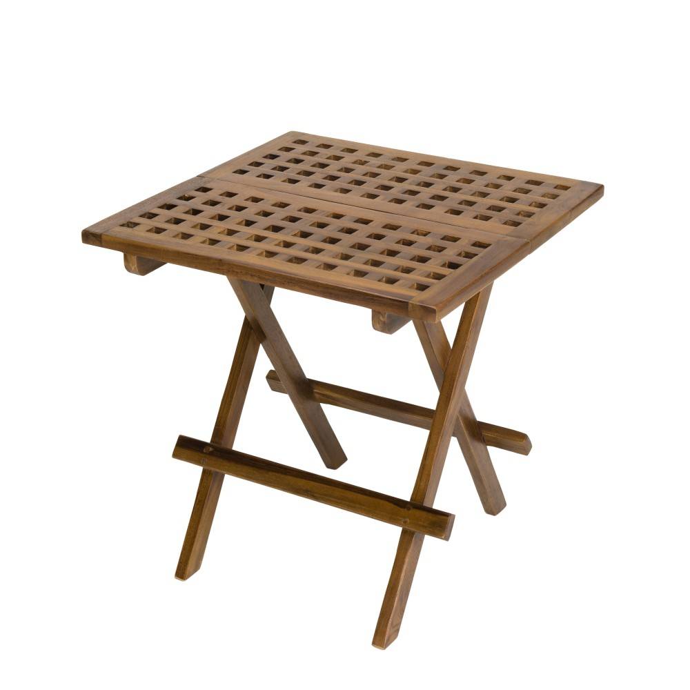 Macabane - MAEVA - Table pique nique de jardin carrée 50x50cm bois teck huilé - Imagen 1