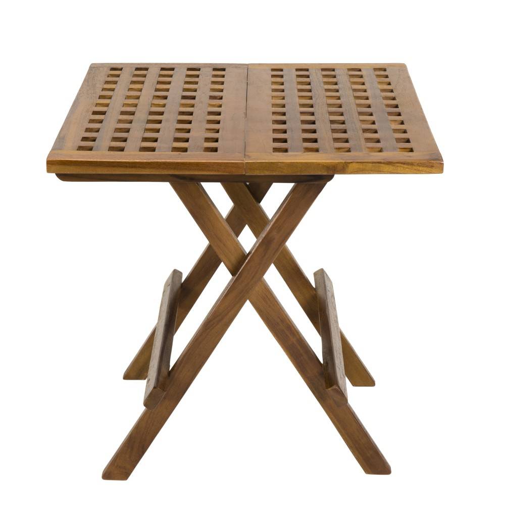 Macabane - MAEVA - Table pique nique de jardin carrée 50x50cm bois teck huilé - Imagen 5