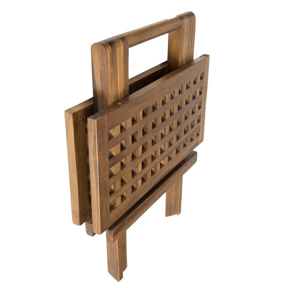 Macabane - MAEVA - Table pique nique de jardin carrée 50x50cm bois teck huilé - Imagen 4