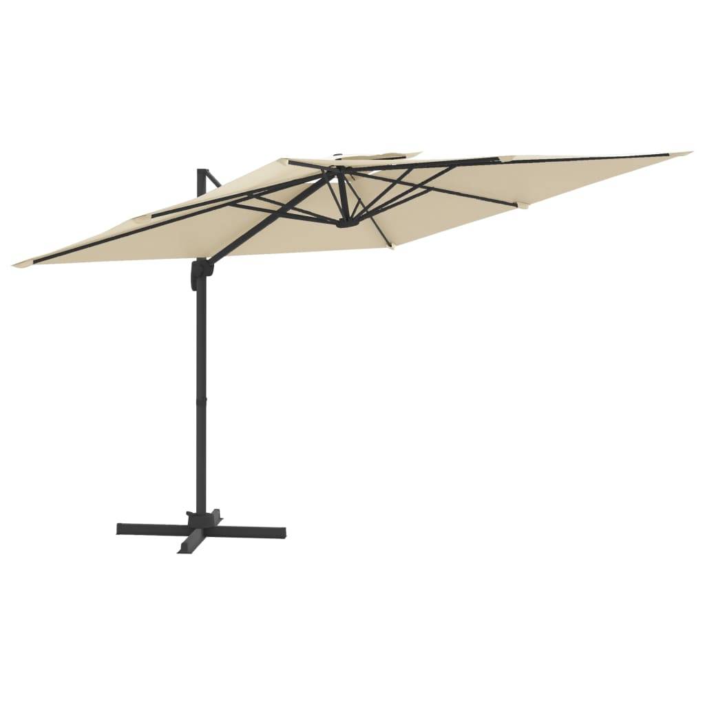Helloshop26 - Parasol meuble de jardin cantilever à double toit blanc 400 x 300 cm sable - Imagen 1