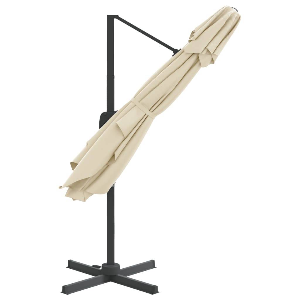 Helloshop26 - Parasol meuble de jardin cantilever à double toit blanc 400 x 300 cm sable - Imagen 5