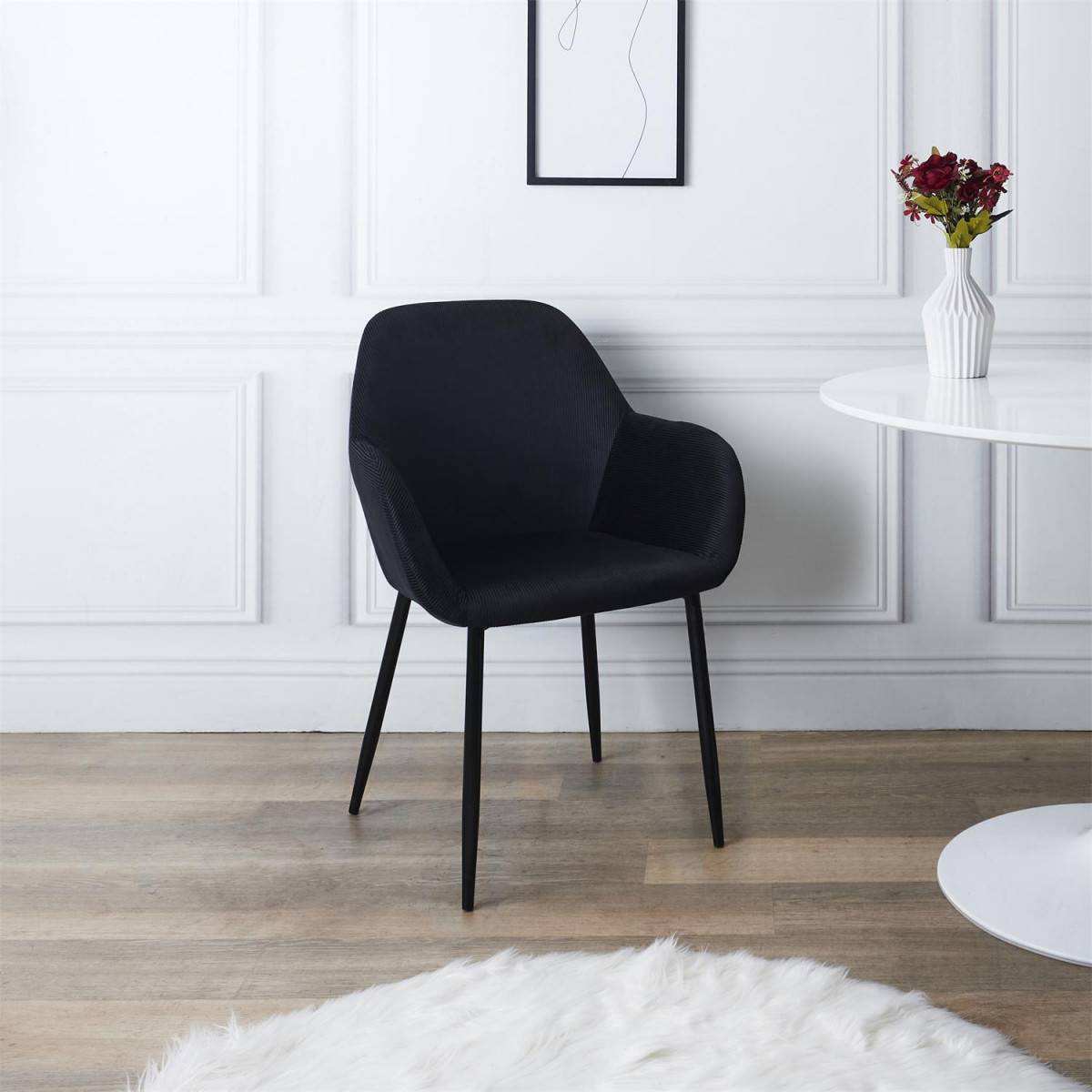 ALTOBUY - Lot de 2 Fauteuils Velours Côtelé Noir - ALESSIA - Image 8