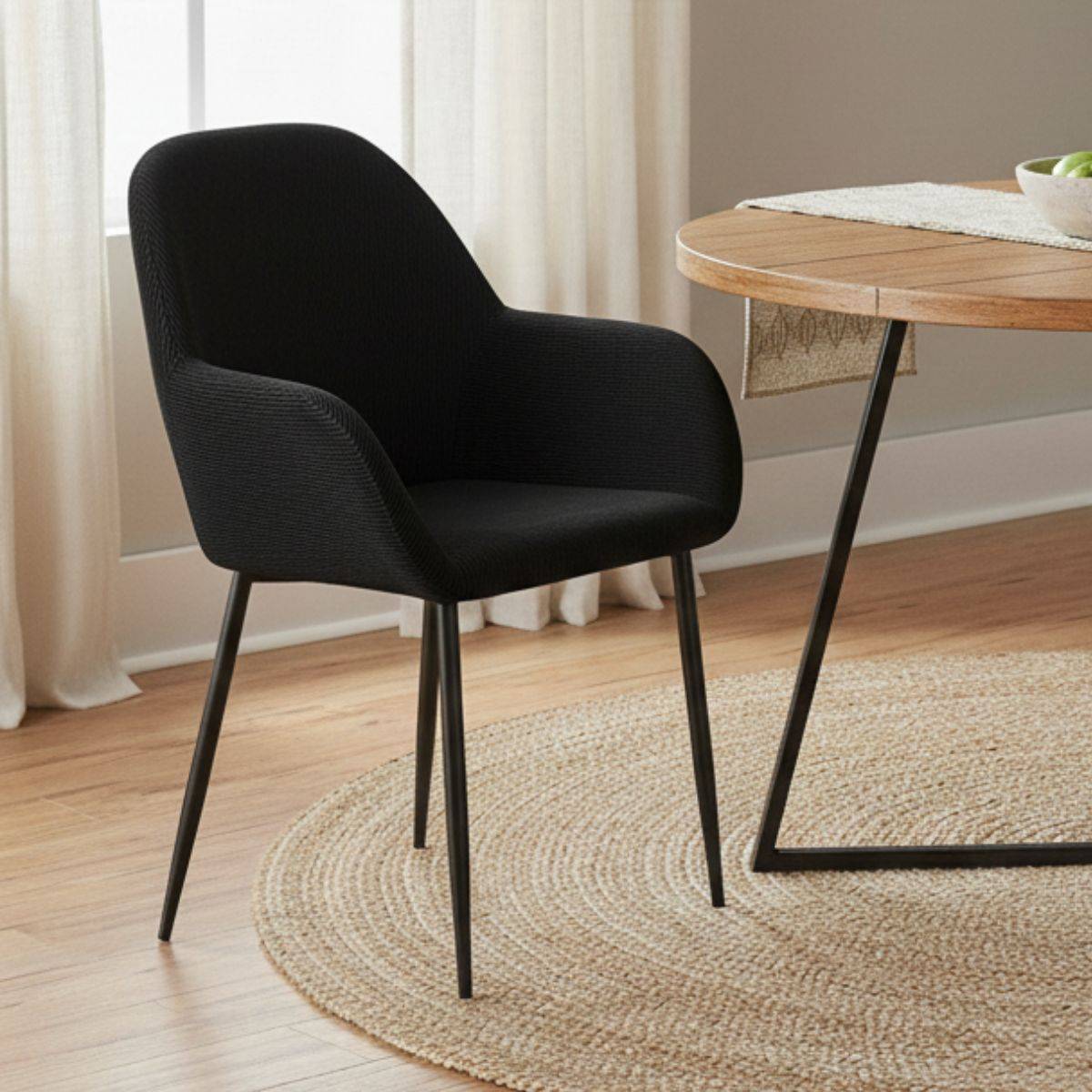 ALTOBUY - Lot de 2 Fauteuils Velours Côtelé Noir - ALESSIA - Image 2