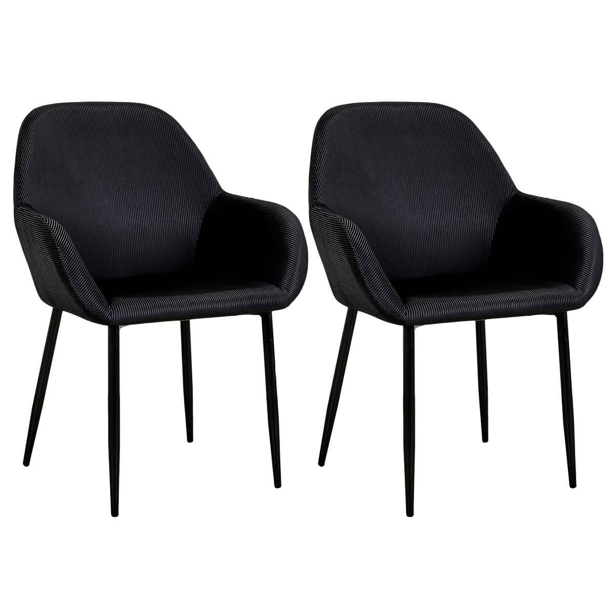 ALTOBUY - Lot de 2 Fauteuils Velours Côtelé Noir - ALESSIA