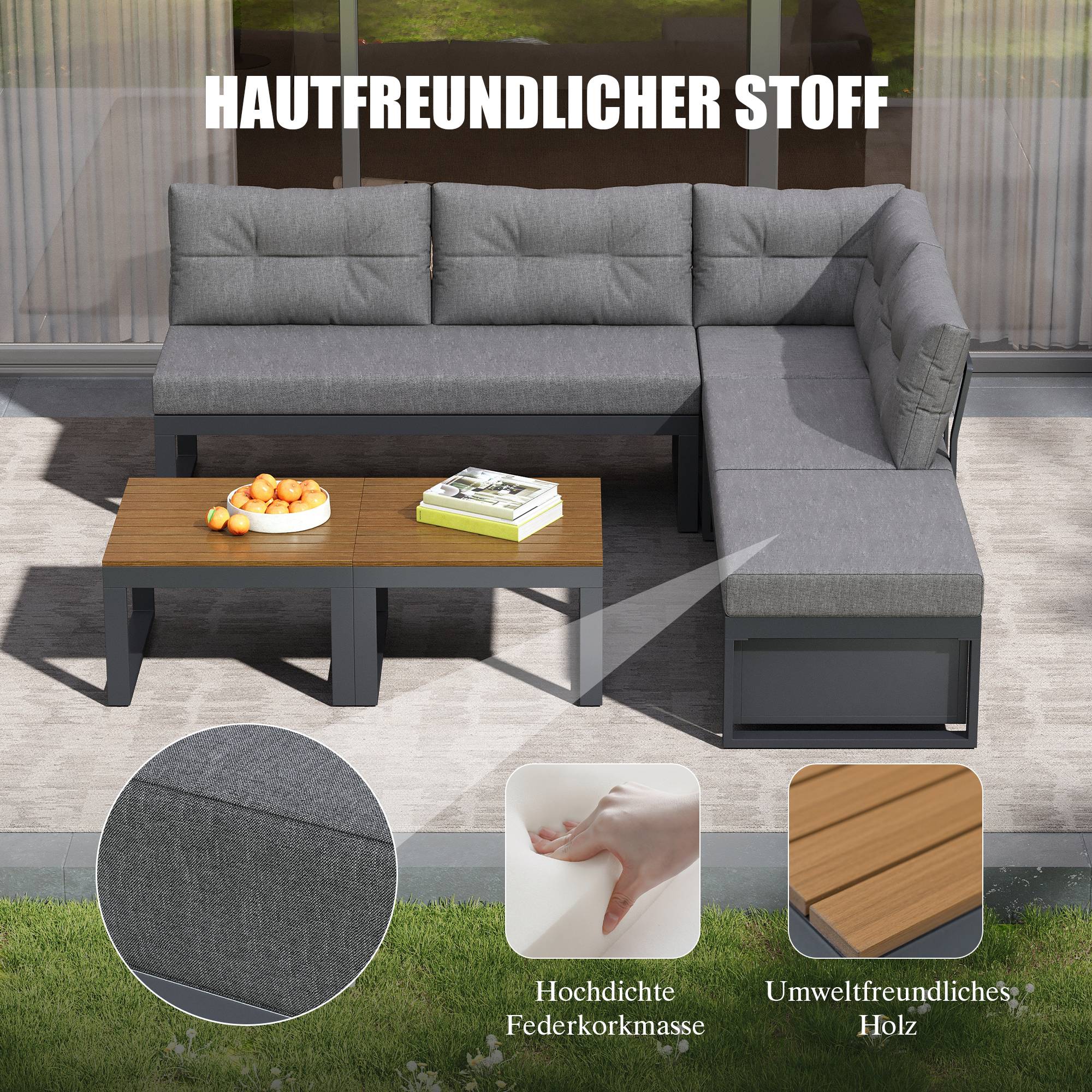 ComfortXL - Salon de jardin modulable métal terrasse dossier inclinable 4 places gris foncé - ComfortXL Outdoor Living - Image 7