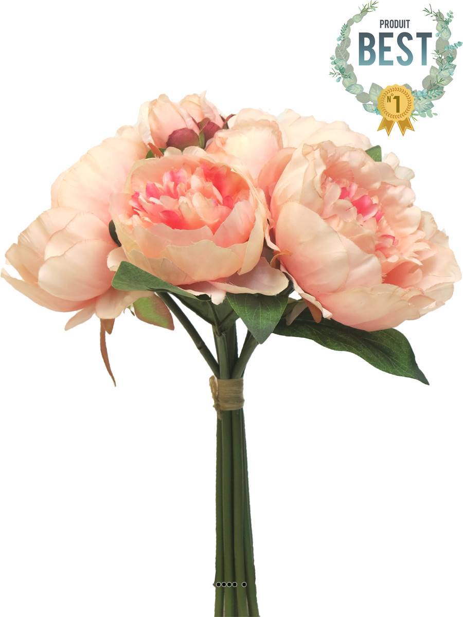 Bouquet de Pivoines artificielles 8 têtes D28cm H34cm Rose pâle - BEST - couleur: Rose pâle - Image 1
