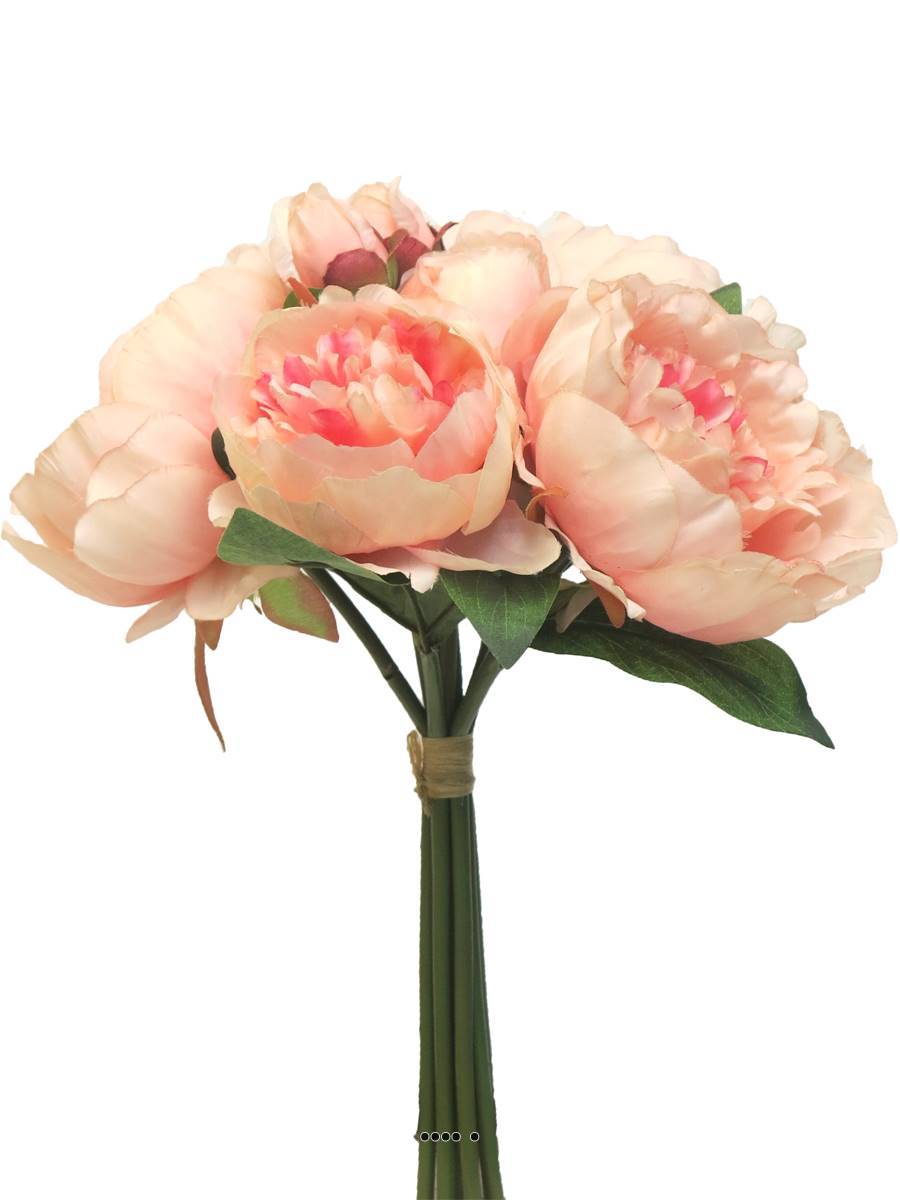 Bouquet de Pivoines artificielles 8 têtes D28cm H34cm Rose pâle - BEST - couleur: Rose pâle - Image 2