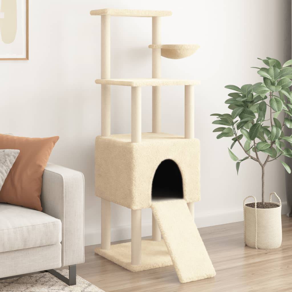 Arbre à Chat Complet Échelle Sisal Panier Crème 153cm pour Grand Chat - ComfortXL Outdoor Living - Image 1