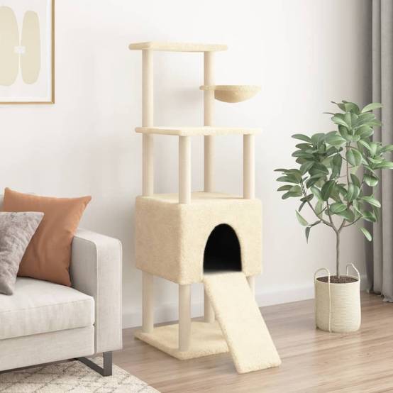 Arbre à Chat Complet Échelle Sisal Panier Crème 153cm pour Grand Chat - ComfortXL Outdoor Living - Image 3