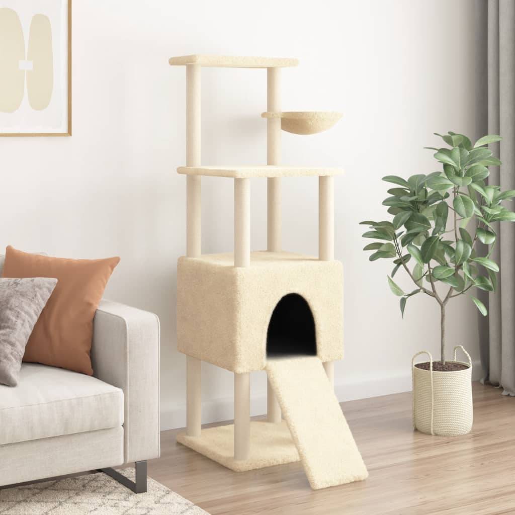 Arbre à Chat Complet Échelle Sisal Panier Crème 153cm pour Grand Chat - ComfortXL Outdoor Living - Image 3
