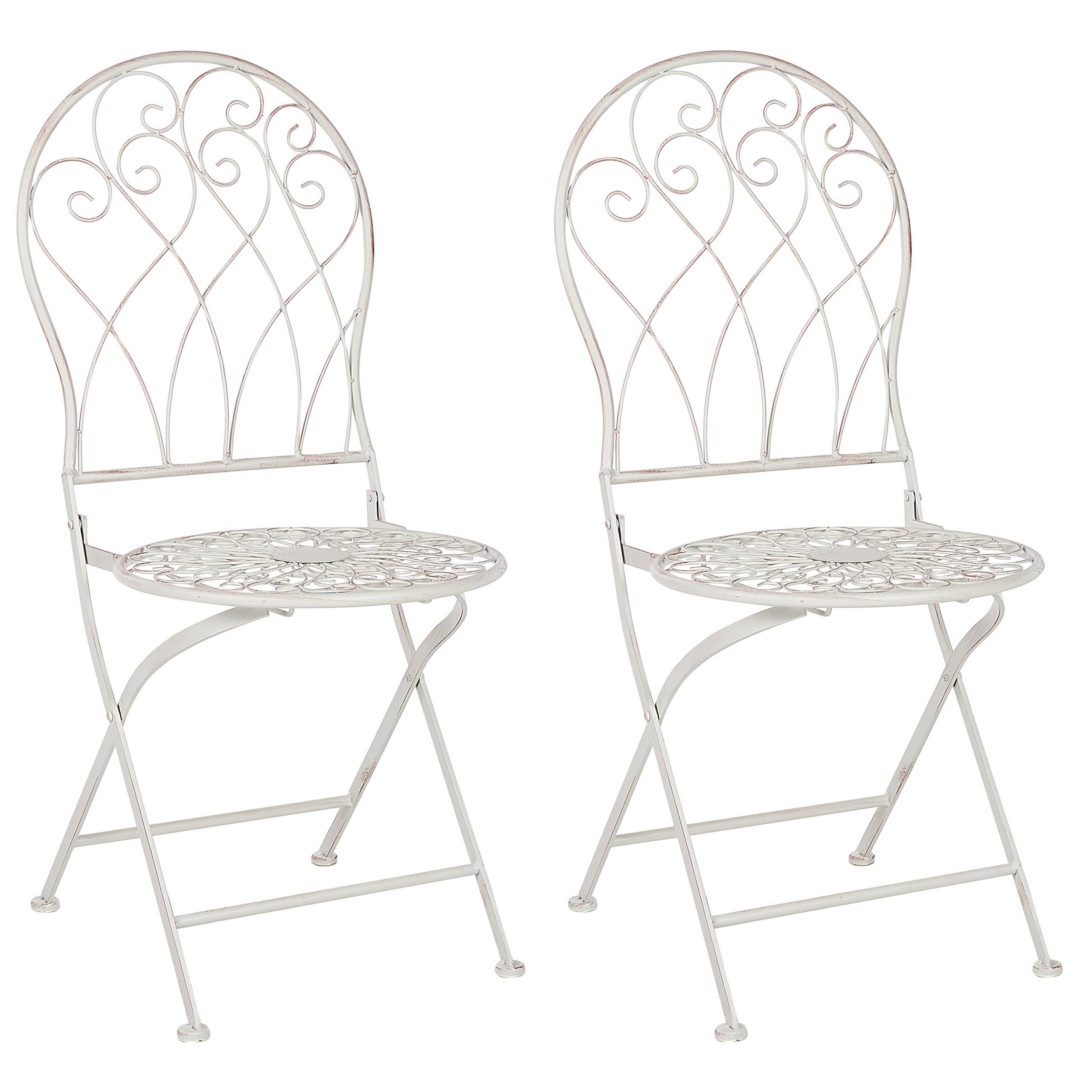 Beliani - Chaise de jardin Métal Blanc STIFFE - Beliani - Imagen 2