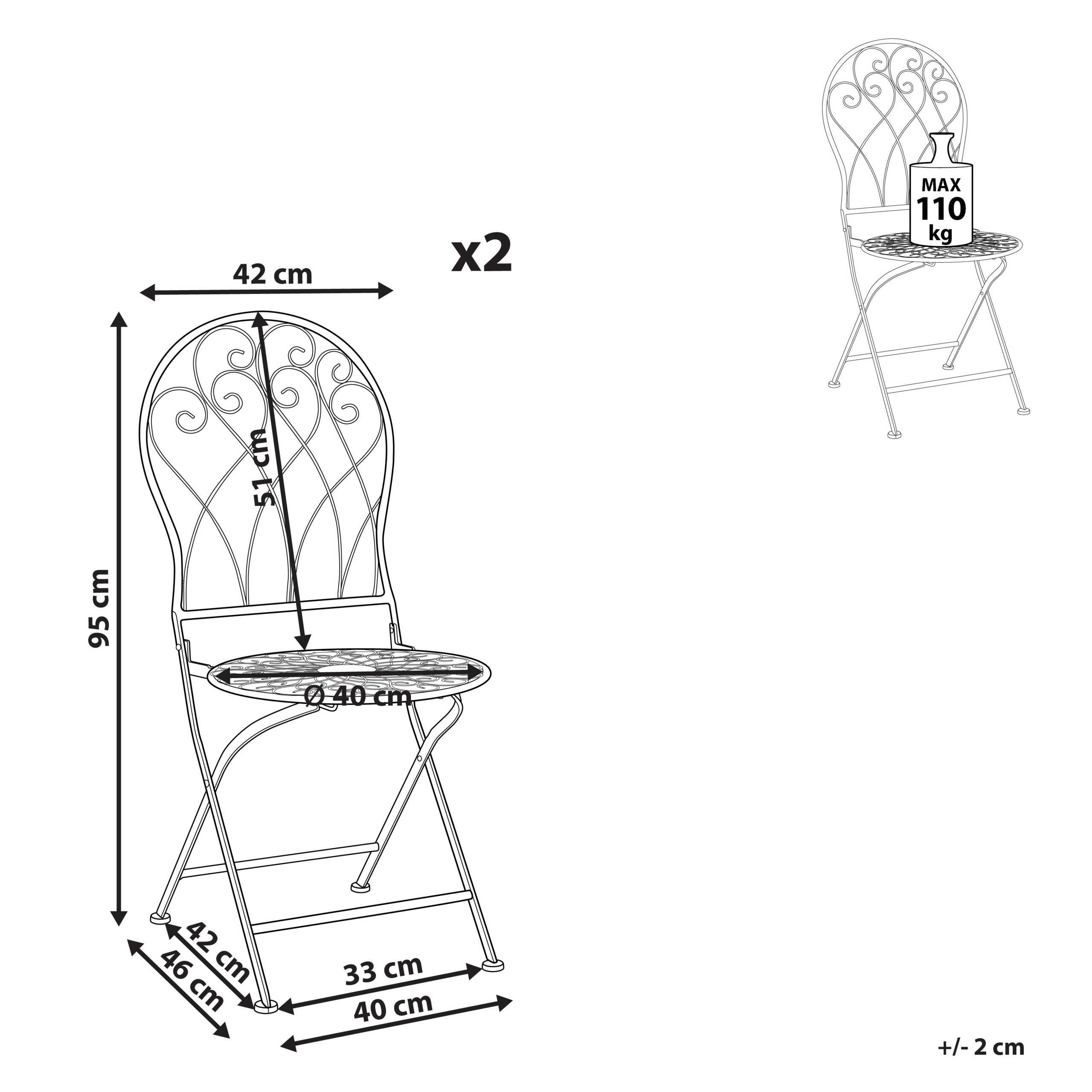 Beliani - Chaise de jardin Métal Blanc STIFFE - Beliani - Imagen 3