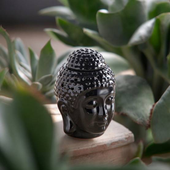 Brûle-Parfum Céramy Bouddha Dhyana Noir - Objet artisanal Zen -Aromathérapie facile - Déco FengShui - Tête Bouddha - 40 ml - Image 8
