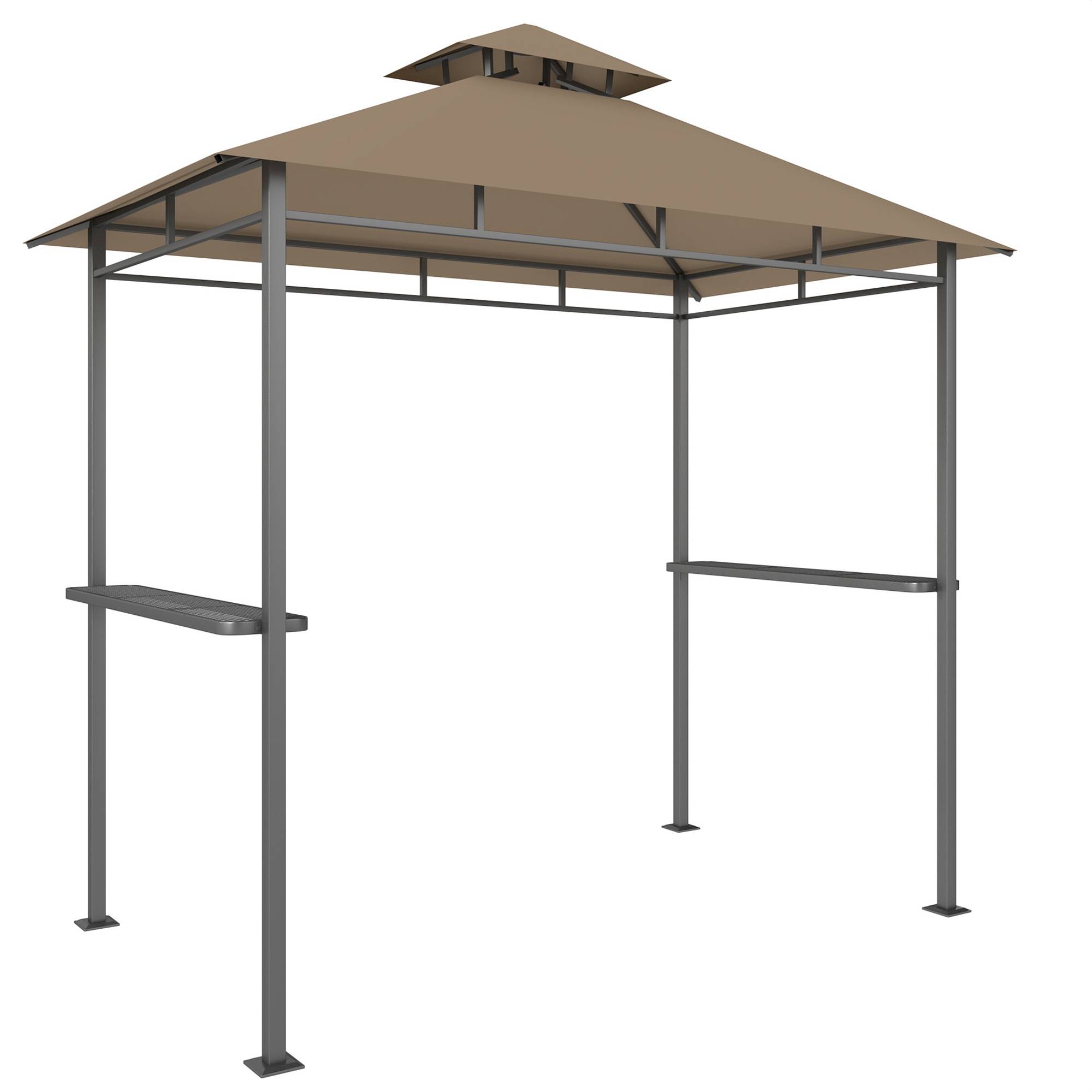 Maison Chic - Tonnelle de jardin extérieur, tente pour barbecue 245x146x255cm, double toit, Métal Marron fr12