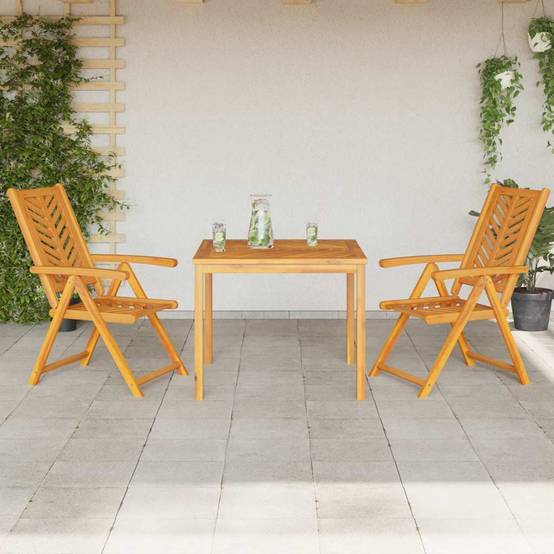 Ensemble de salle à manger jardin bois d'acacia massif marron 90 x 150 x 74 cm (3 pièces) - PANGIVO - Image 4