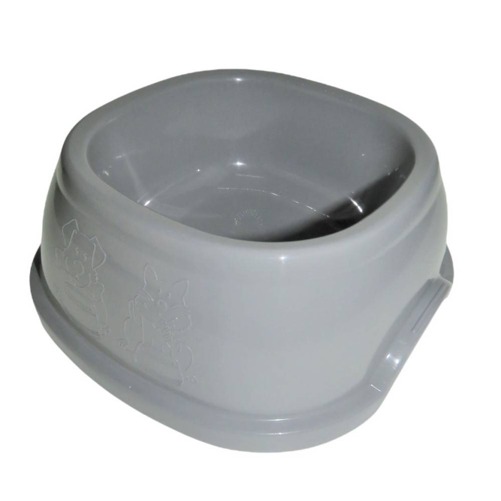 Ecuelle carrée 2 litres, gris en plastique, pour chien - Imagen 1