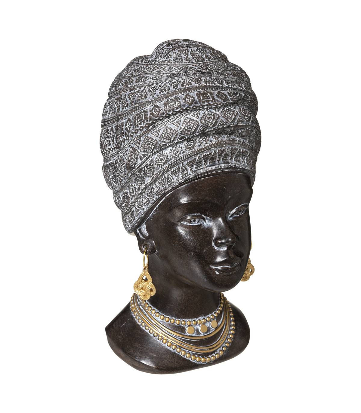 Objet décoratif Statuette Tête Femme Africaine H 28 cm - Imagen 1