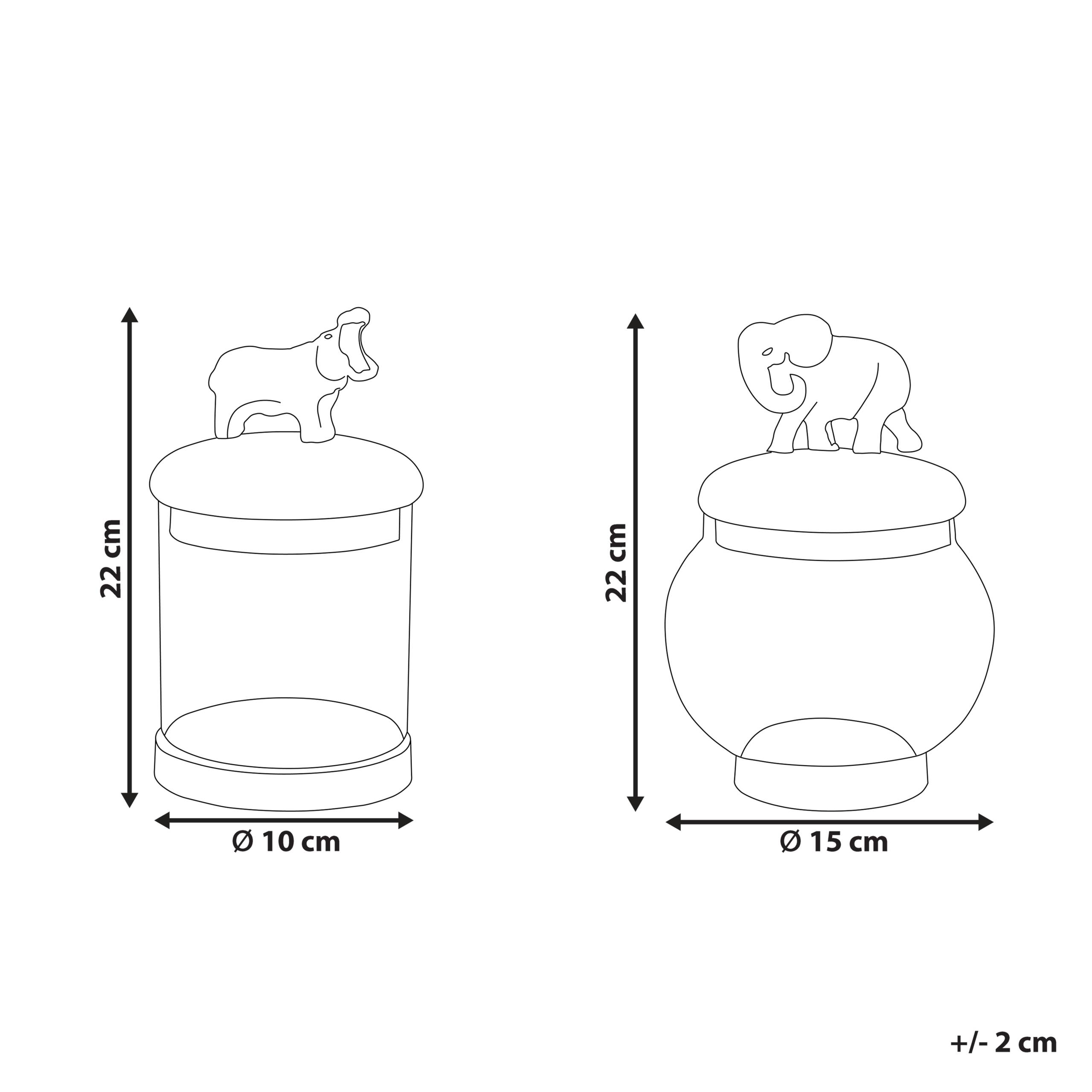Beliani - Lot de 2 Récipients Décoratifs en Aluminium Doré et Argenté Pots Couvercles d'Animaux Verre Transparent - Imagen 3