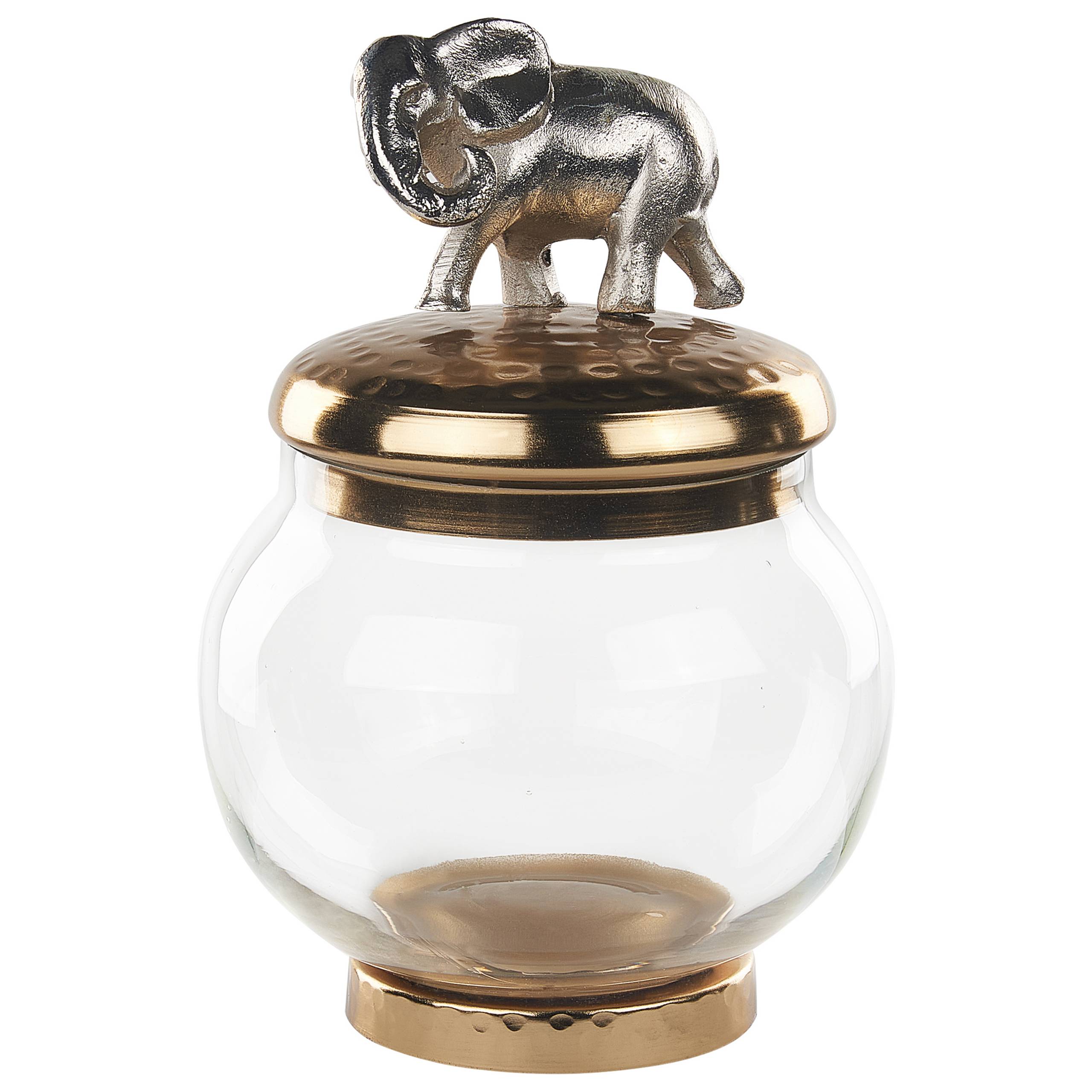 Beliani - Lot de 2 Récipients Décoratifs en Aluminium Doré et Argenté Pots Couvercles d'Animaux Verre Transparent - Imagen 5