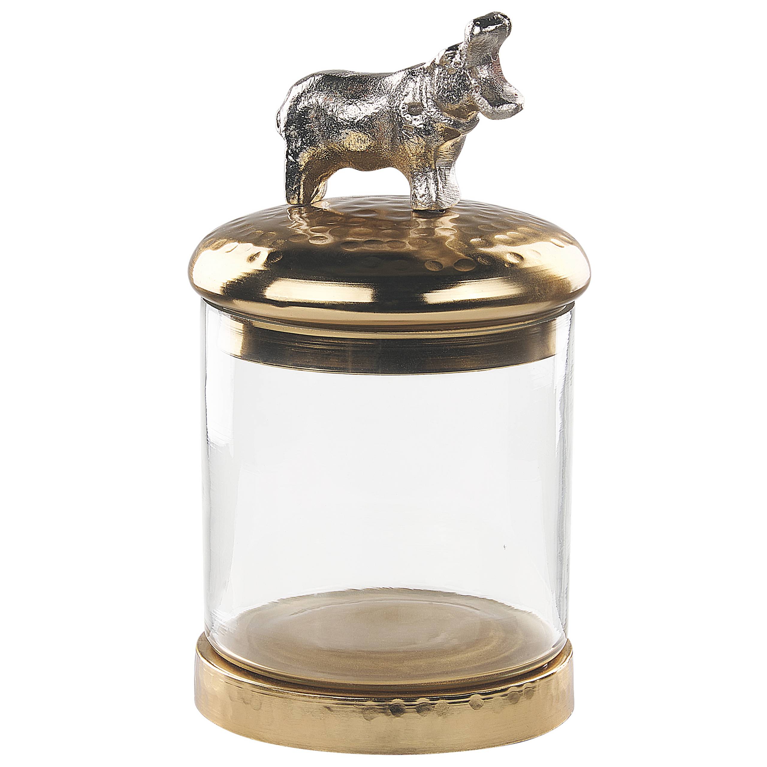 Beliani - Lot de 2 Récipients Décoratifs en Aluminium Doré et Argenté Pots Couvercles d'Animaux Verre Transparent - Imagen 4